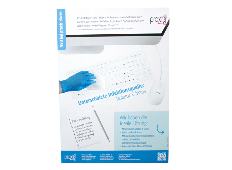 Printdesign praxis direkt GmbH Flyer Hygienische Tastatur